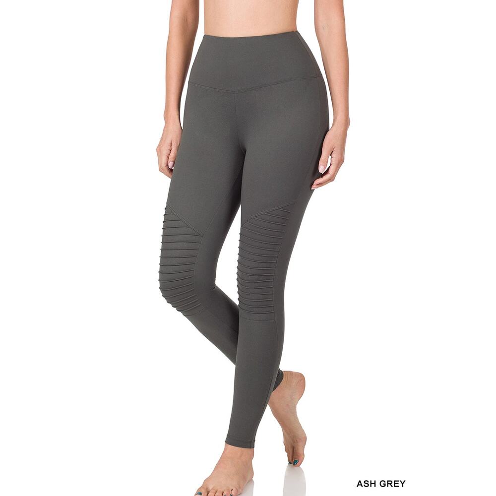 Cotton moto leggings (Ash Grey)-Small